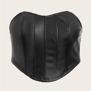Bnwt Shein zip-up, crop bustier, black matte pvc, size 3xl